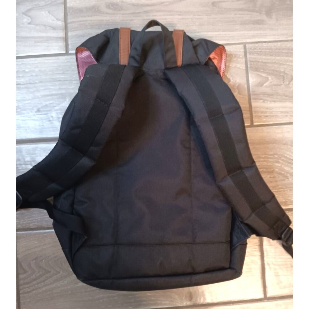 Herschel Black Backpack, Drawstring Close, Leathe… - image 3